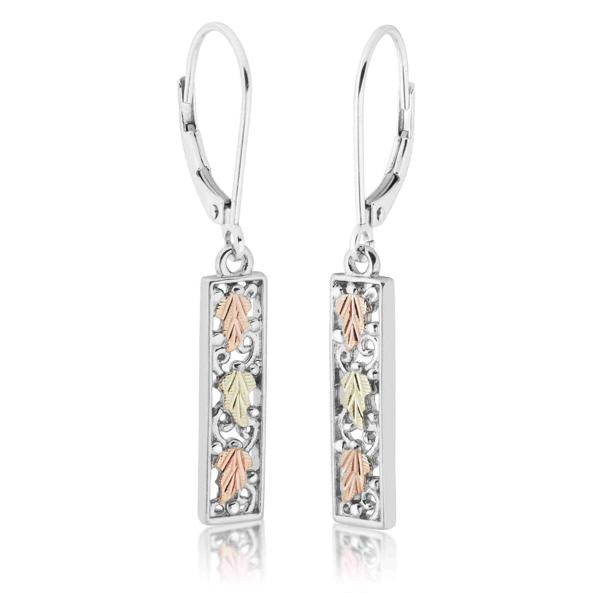 Gold on Silver Rectangular Earrings UK