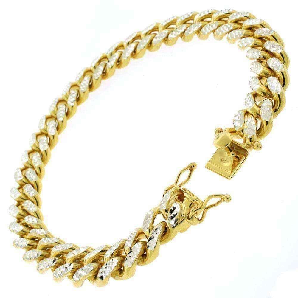 Goldplated Sterling Silver Men's 10.5mm Solid Diamond-cut Miami Cuban Bracelet UK