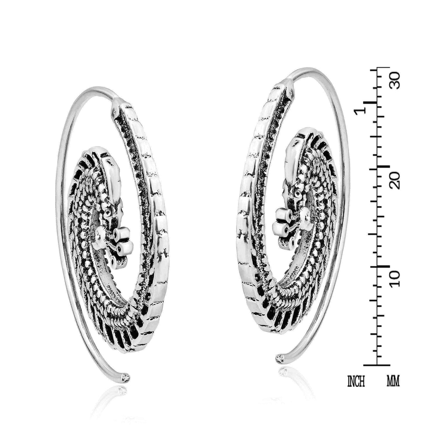 Grand Peacock Spiral Pierce Hoop Sterling Silver Earrings (Thailand) UK