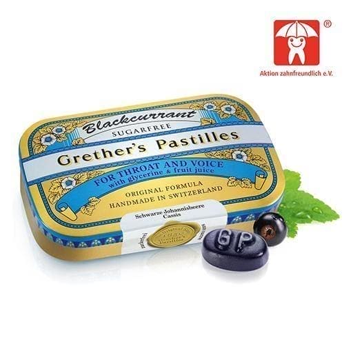 GRETHERS Blackcurrant Silver Lozenges UK
