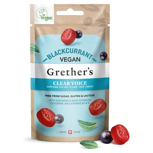 GRETHERS Vegan Clear Voice Blackcurrant Pastilles ELIVERA UK