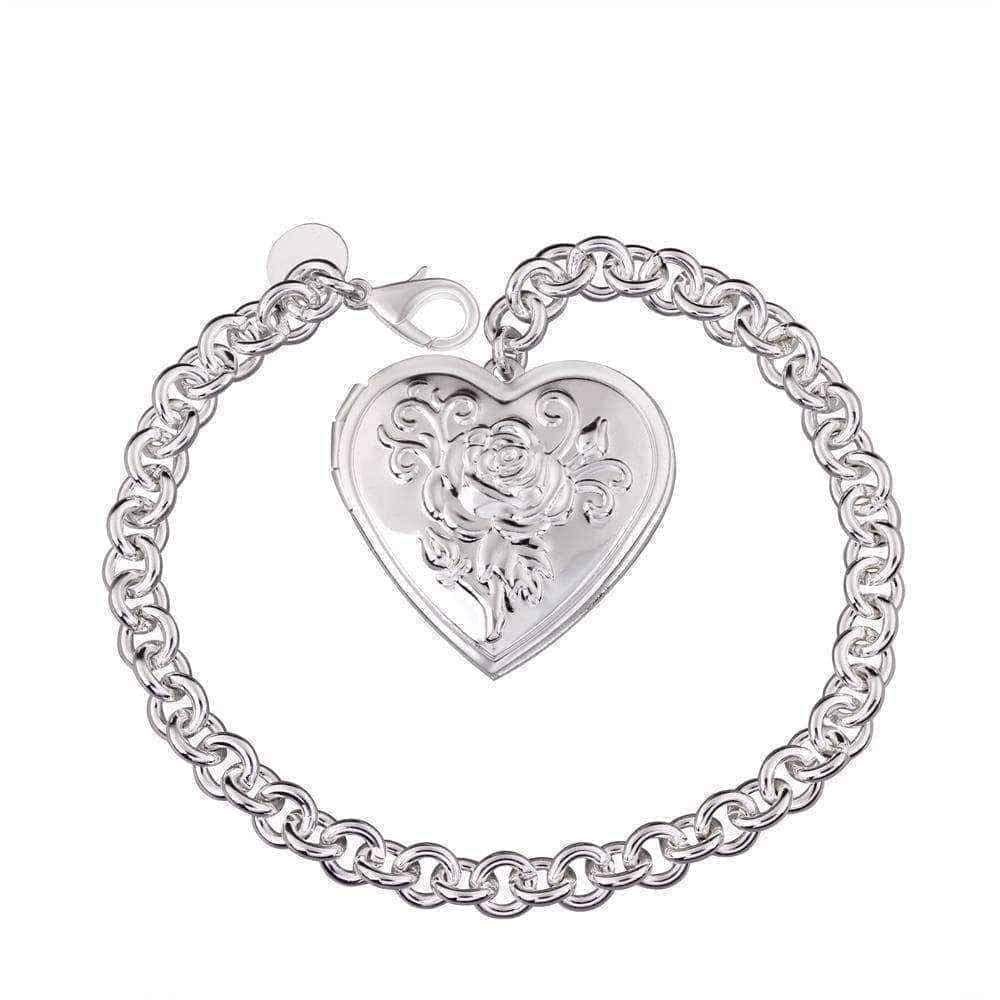 Hakbaho Jewelry Sterling Silver Ingrain Heart Emblem Bracelet UK