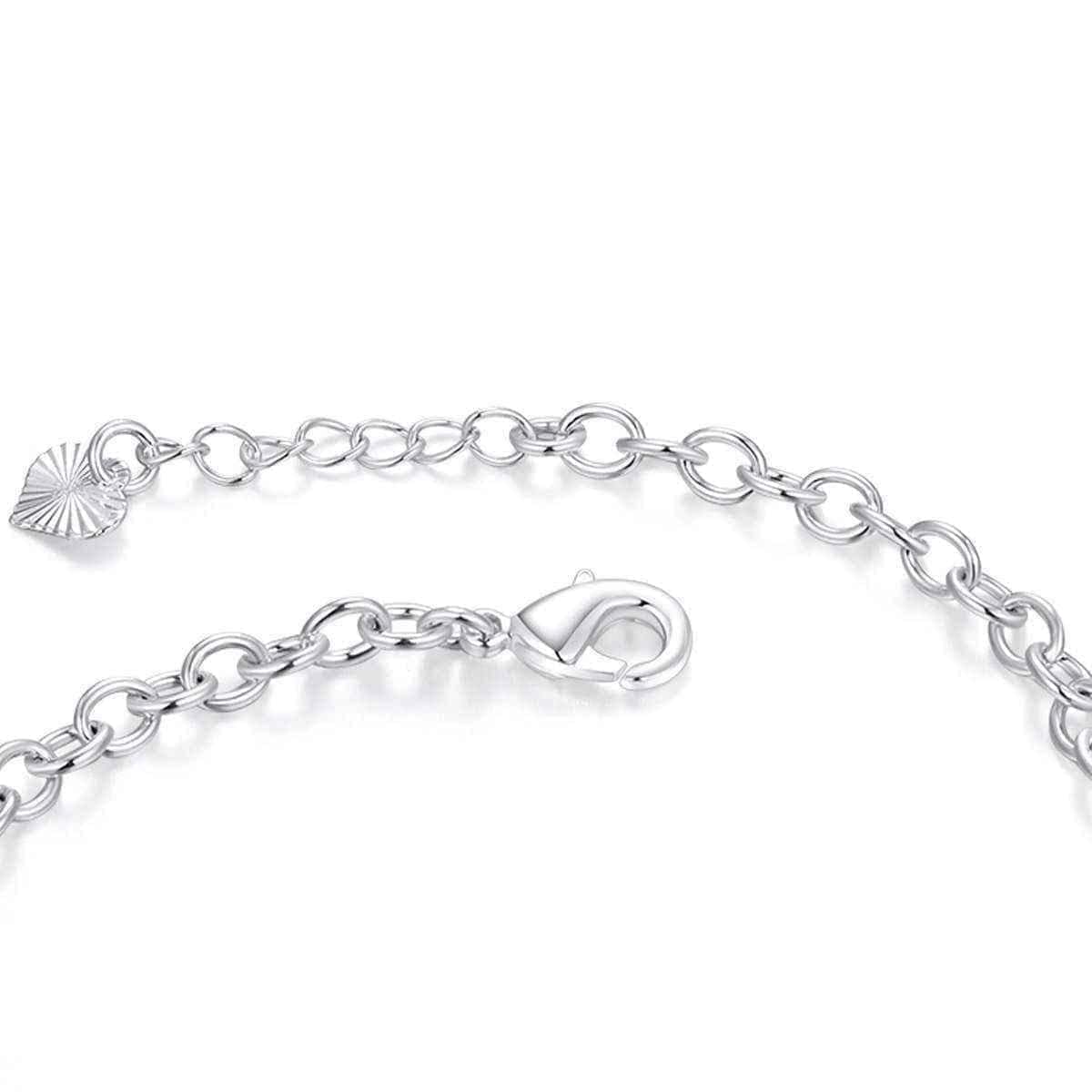 Hakbaho Jewelry Sterling Silver Intertwined Hollow Heart Chain Bracelet UK