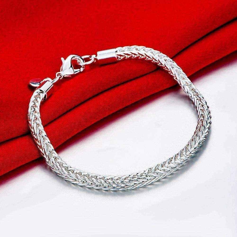 Hakbaho Jewelry Sterling Silver Tight Knit Thick Squared Chevron Bracelet UK