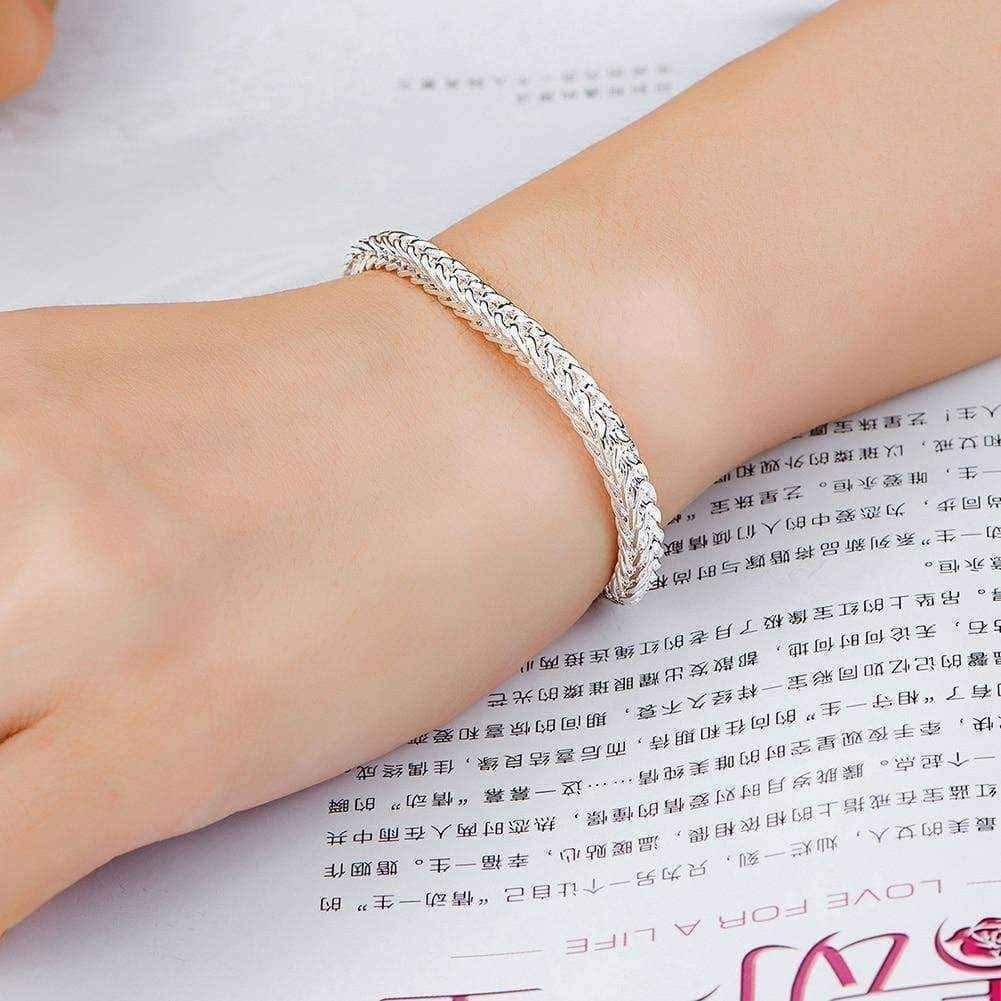 Hakbaho Jewelry Sterling Silver Tight Knit Thick Squared Chevron Bracelet UK