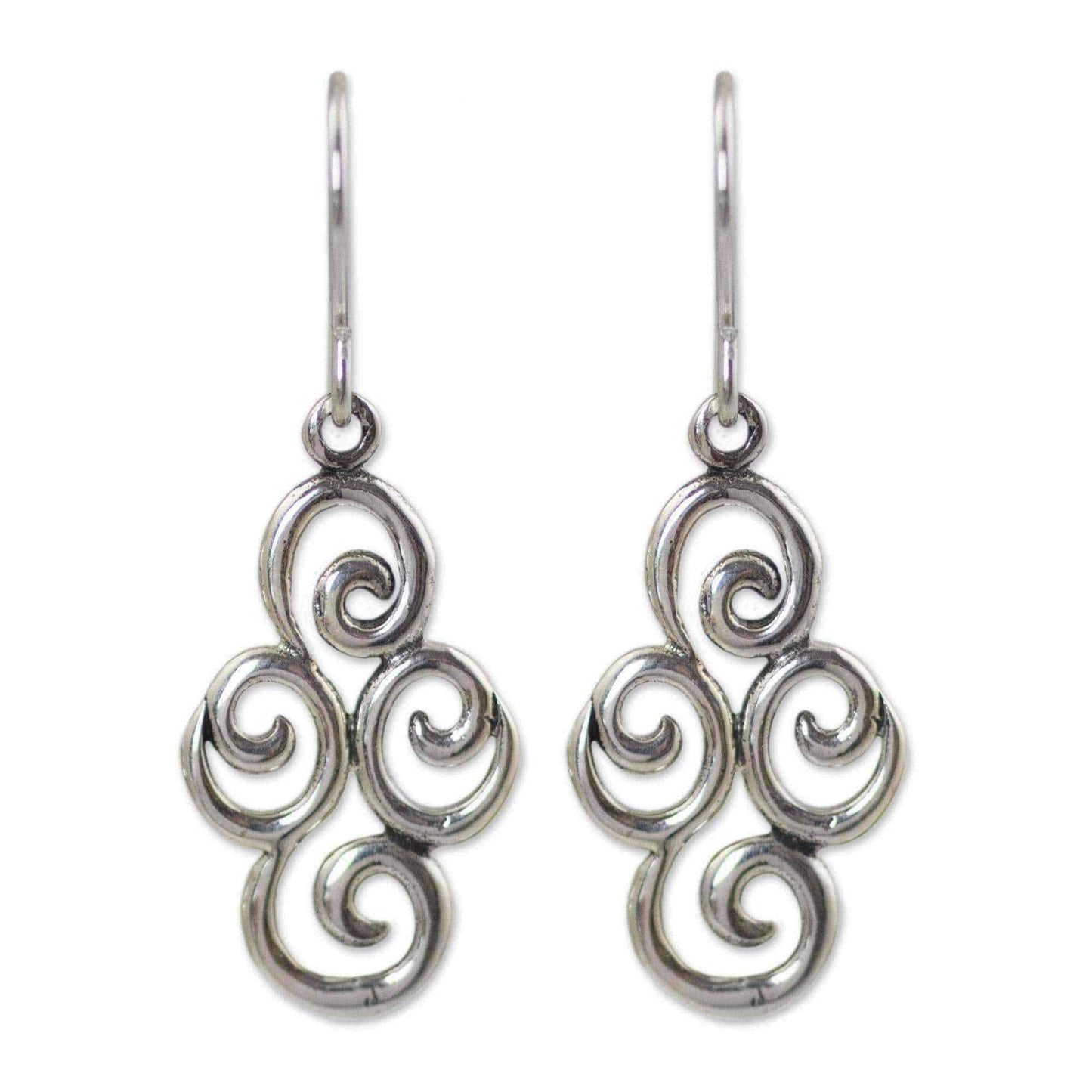 Handcrafted Sterling Silver 'Billowing Clouds' Earrings (Thailand) UK