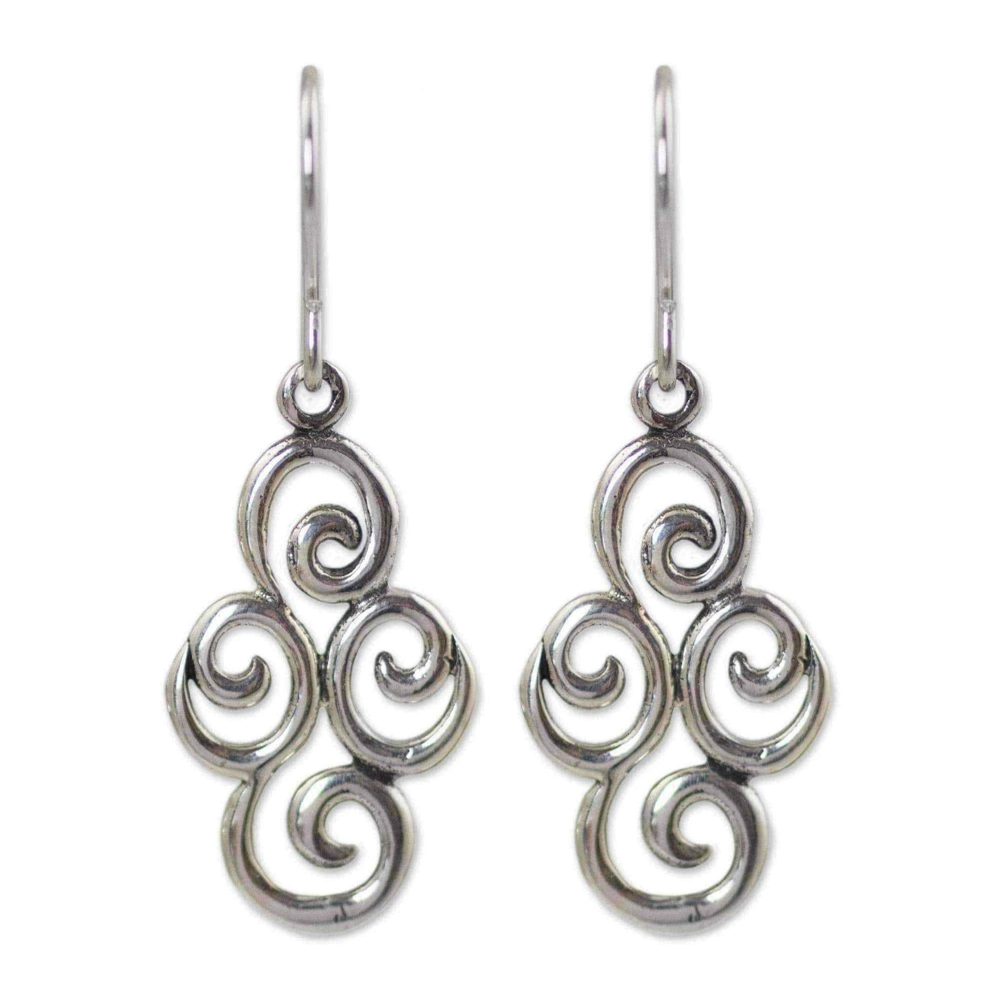 Handcrafted Sterling Silver 'Billowing Clouds' Earrings (Thailand) UK