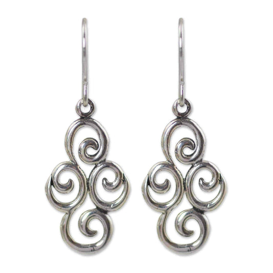 Handcrafted Sterling Silver 'Billowing Clouds' Earrings (Thailand) UK
