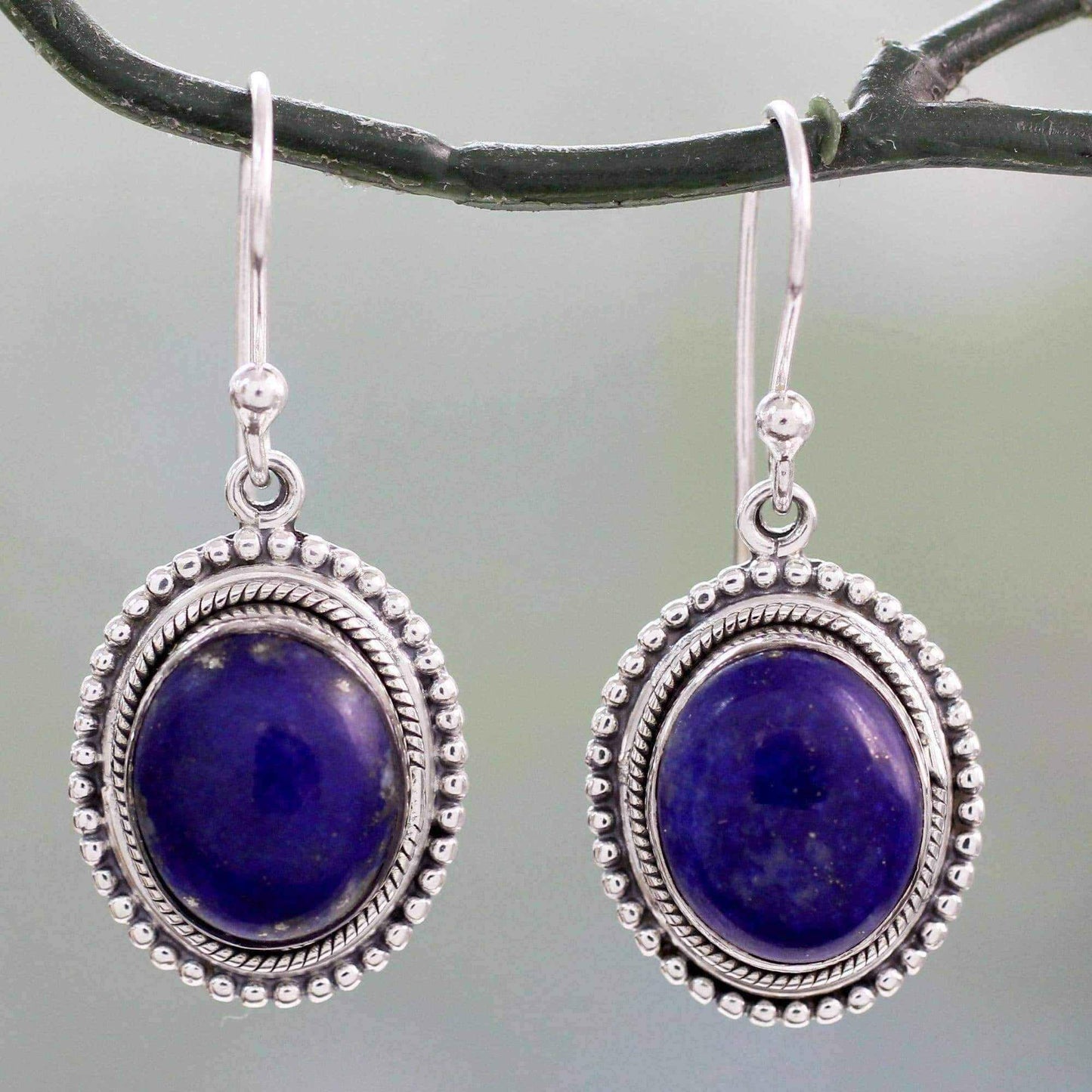 Handcrafted Sterling Silver 'True Clarity' Lapis Lazuli Earrings (India) UK