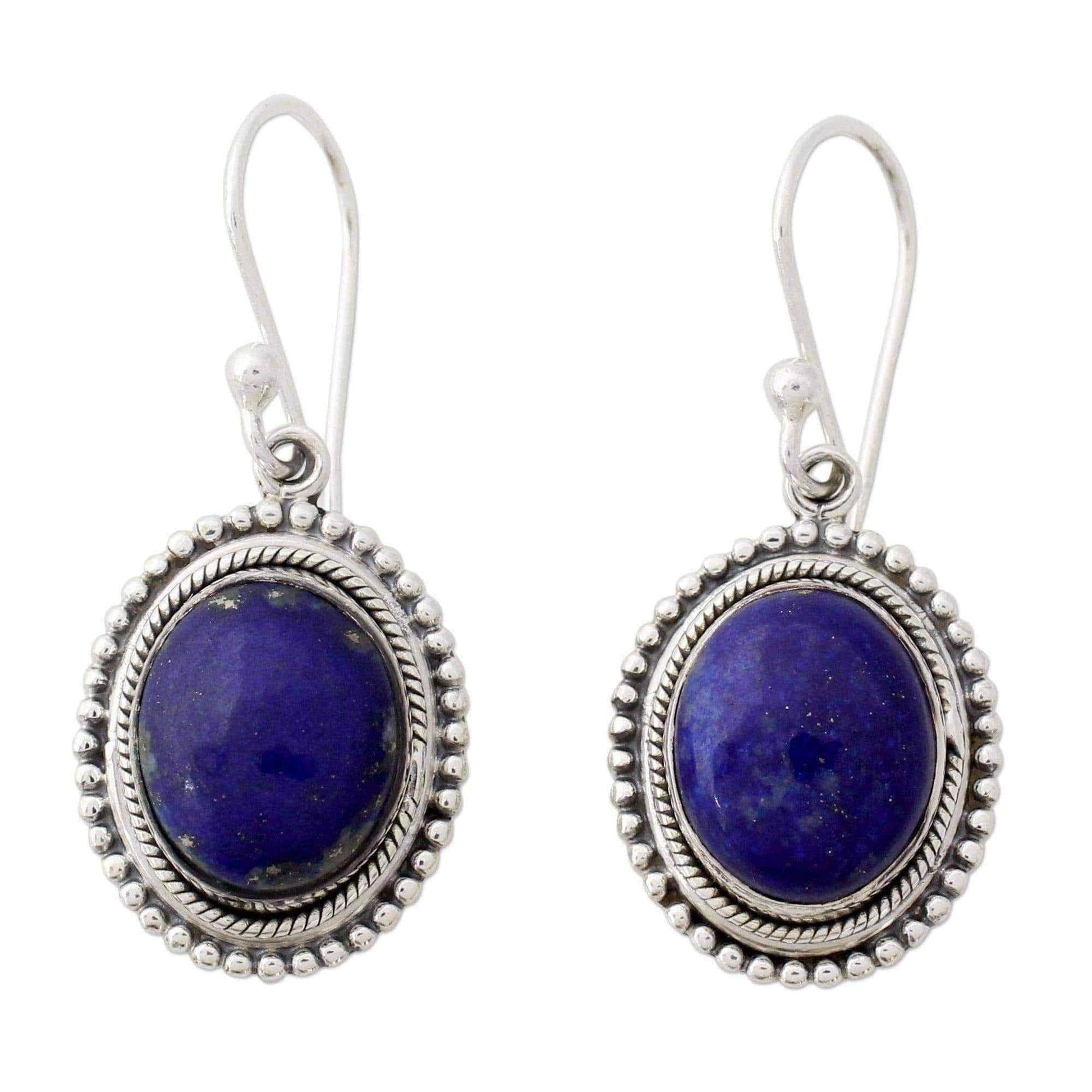 Handcrafted Sterling Silver 'True Clarity' Lapis Lazuli Earrings (India) UK