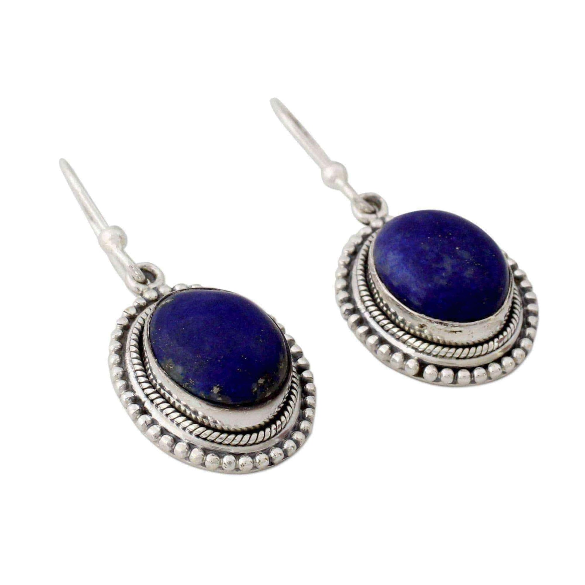 Handcrafted Sterling Silver 'True Clarity' Lapis Lazuli Earrings (India) UK