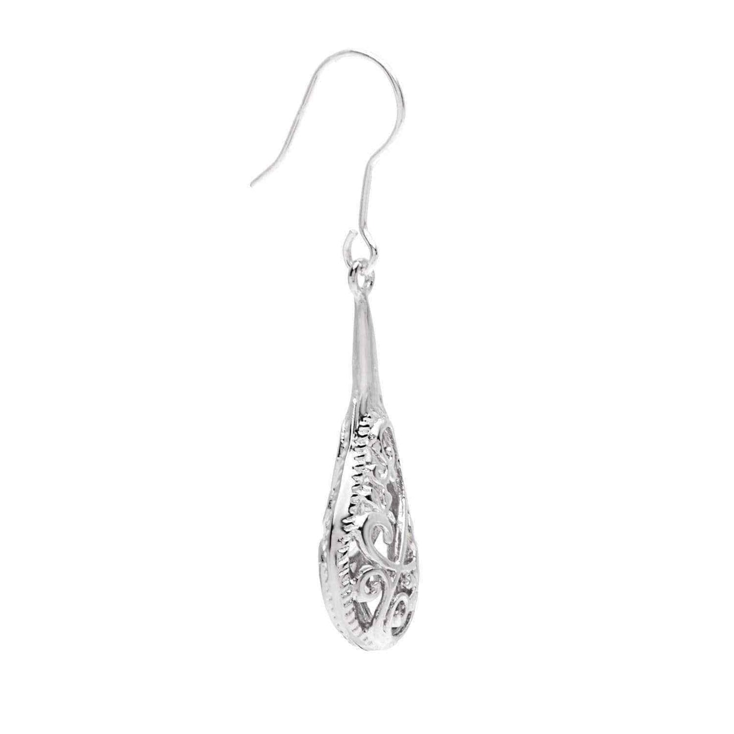 Handmade 1-inch Silver Filigree Raindrop Earrings (China) UK
