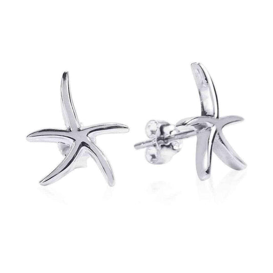 Handmade .925 Sterling Silver Adorable Wavy Starfish Stud Earrings (Thailand) UK