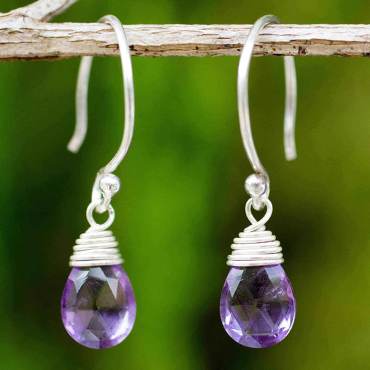 Handmade Amethyst 'Glowing Exotic' Earrings (Thailand) UK