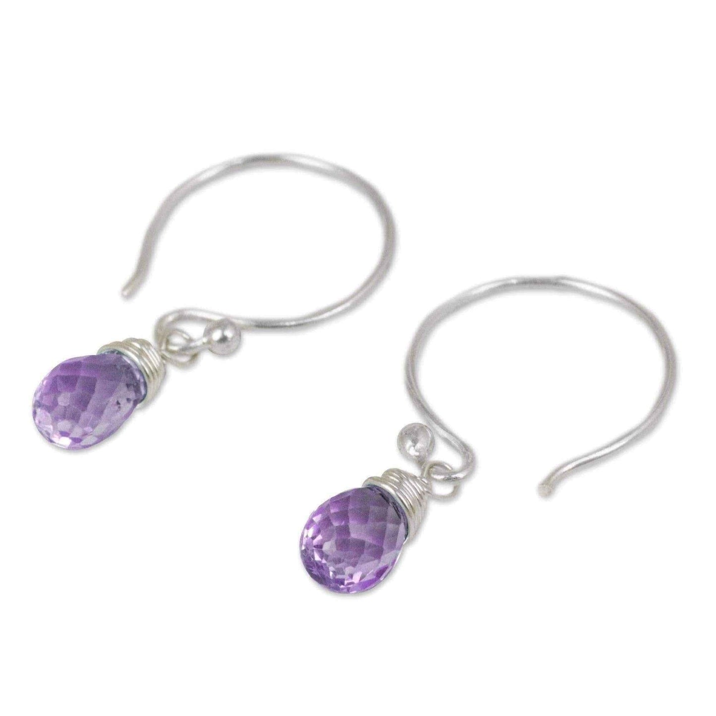 Handmade Amethyst 'Glowing Exotic' Earrings (Thailand) UK