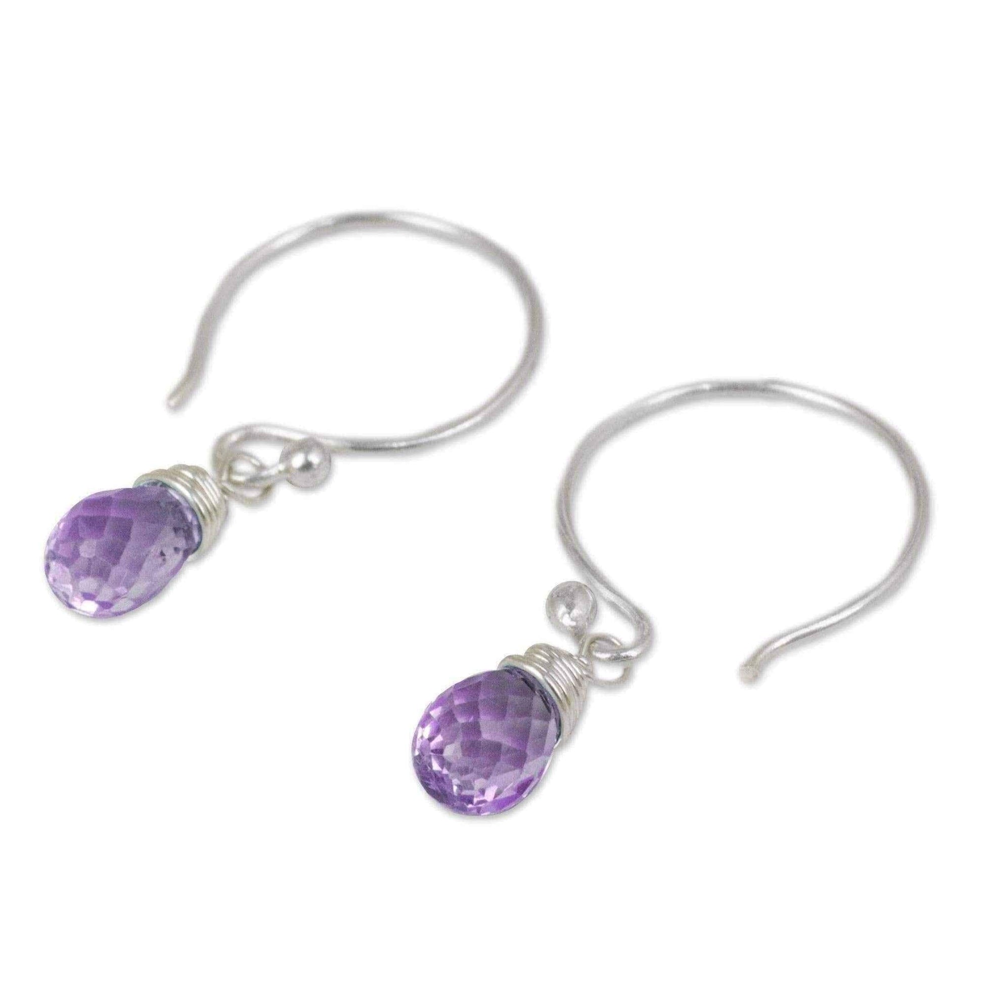 Handmade Amethyst 'Glowing Exotic' Earrings (Thailand) UK