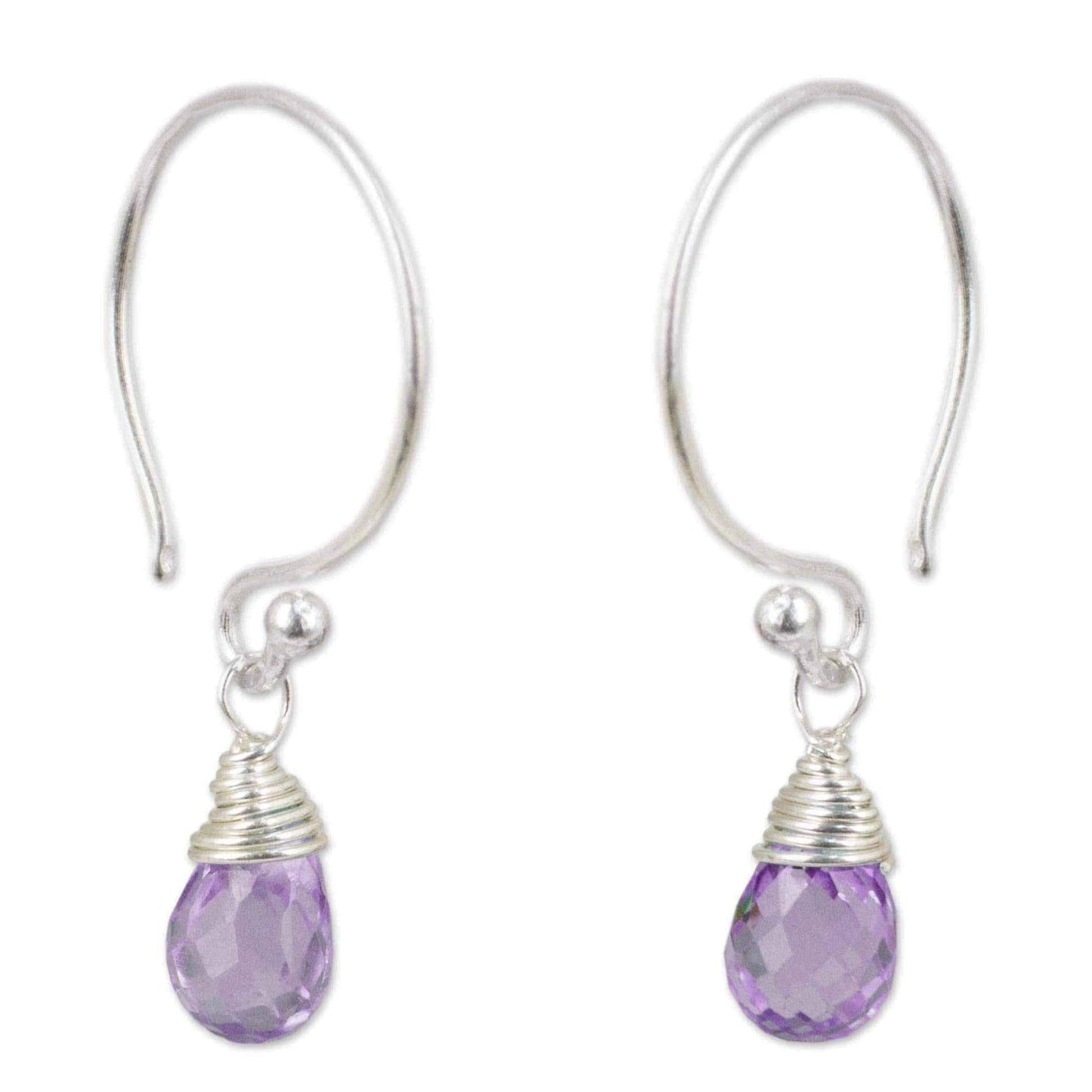 Handmade Amethyst 'Glowing Exotic' Earrings (Thailand) UK