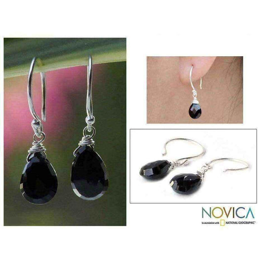 Handmade Black Spinel 'Glowing Exotic' Earrings (Thailand) UK