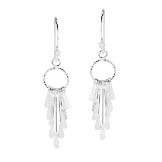 Handmade Cascading Rods Chandelier Style .925 Silver Earrings (Thailand) UK
