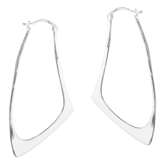 Handmade Contempo Shiny Bent V Lock .925 Silver Earrings (Thailand) UK