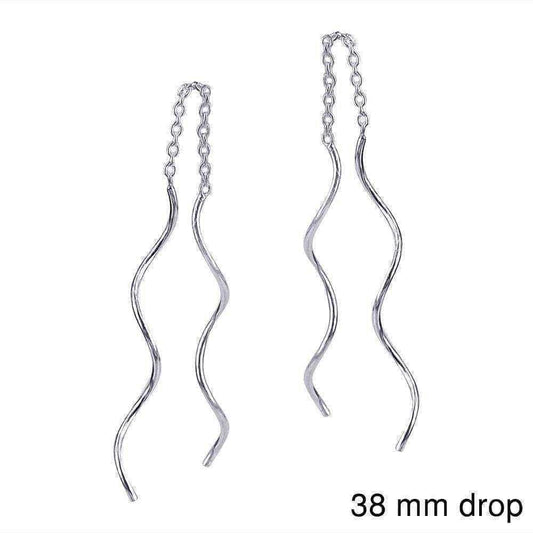 Handmade Curvy Spiral Ear Thread Slide .925 Silver Earrings (Thailand) UK
