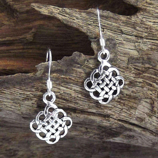 Handmade Cute Celtic Knot .925 Silver Dangle Earrings (Thailand) UK