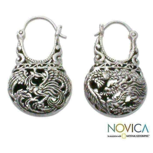 Handmade 'Eagle Legend' Filigree Hoop Earrings (Indonesia) UK