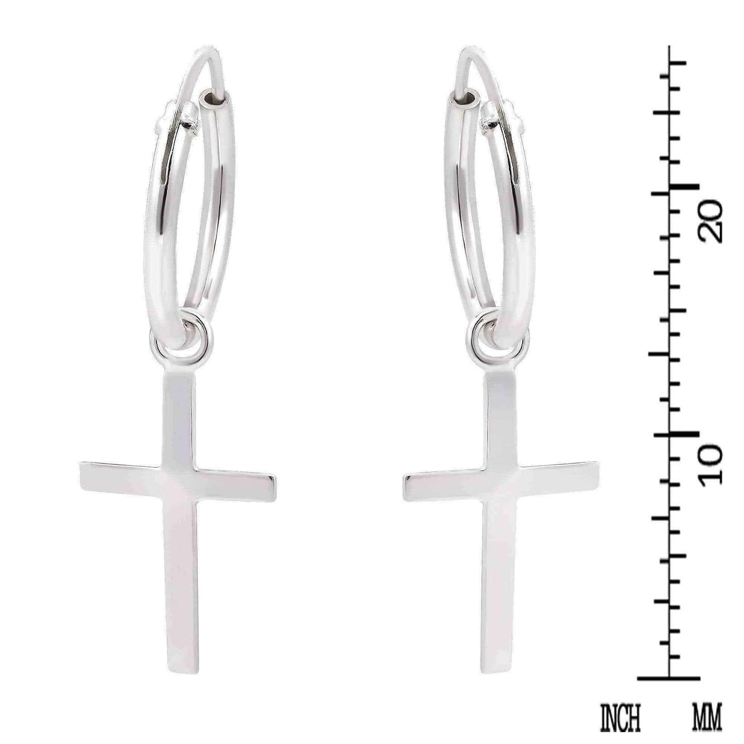 Handmade Essential Cross Sterling Silver Mini Hoop Earrings (Thailand) UK