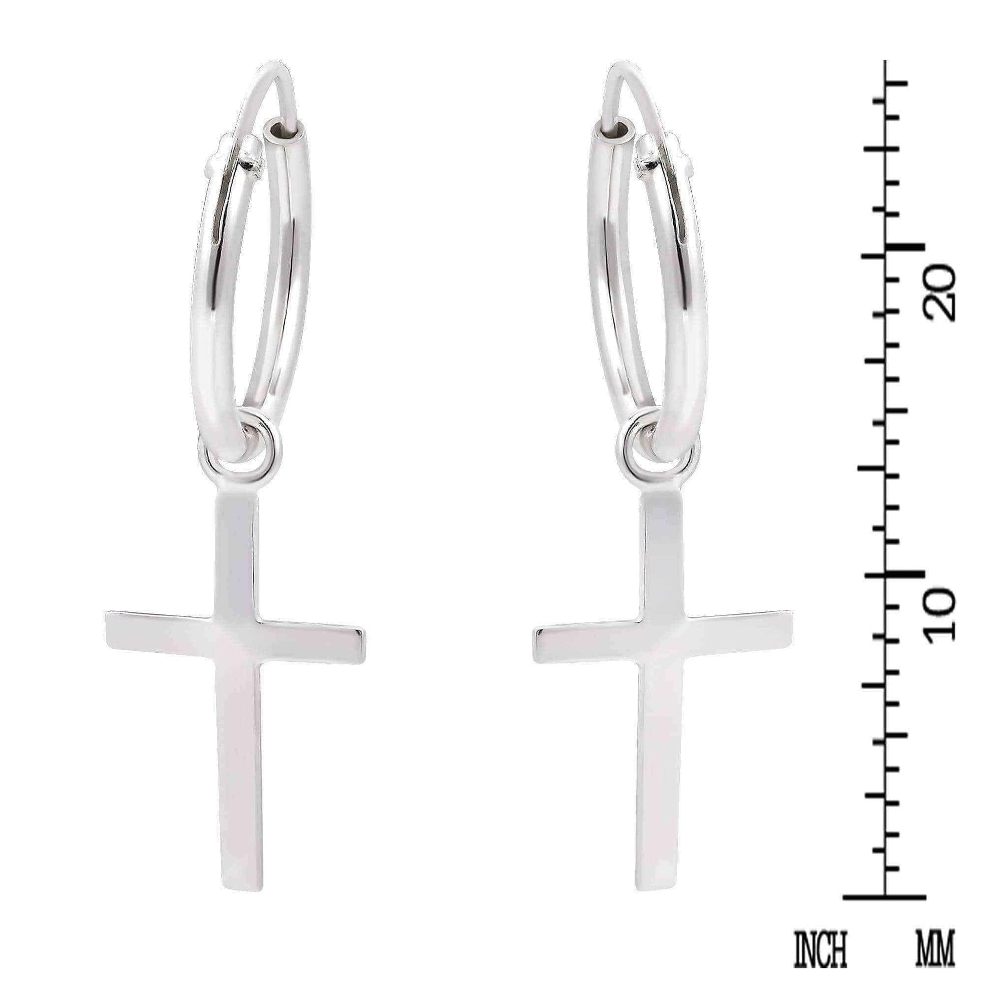 Handmade Essential Cross Sterling Silver Mini Hoop Earrings (Thailand) UK