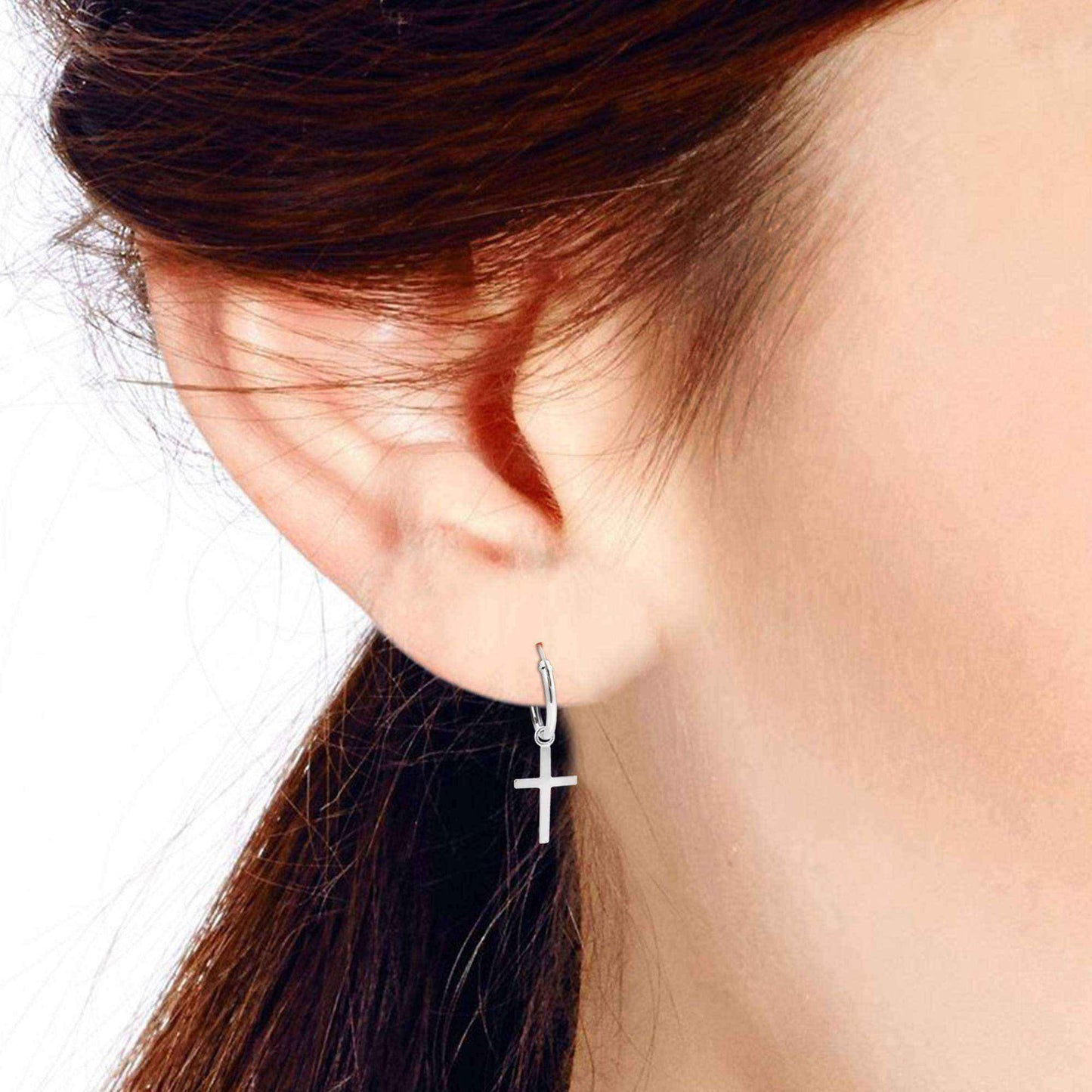 Handmade Essential Cross Sterling Silver Mini Hoop Earrings (Thailand) UK