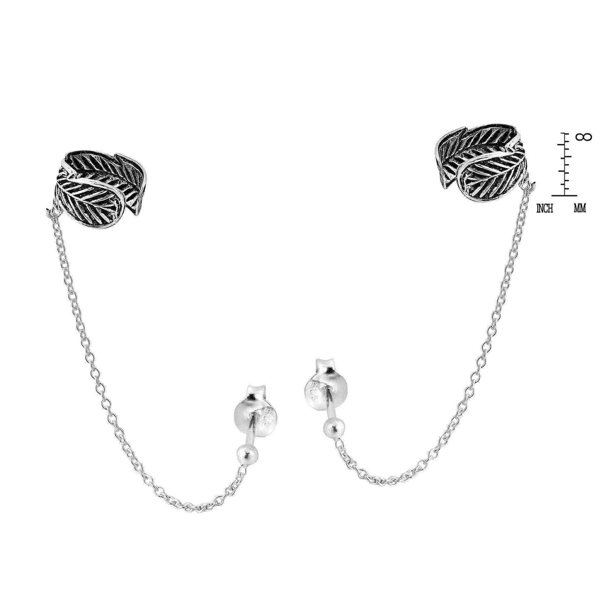 Handmade Feather Wrap Chain Ear Cuff Sterling Silver Post Earrings (Thailand) UK