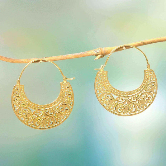 Handmade Gold Overlay 'Garden of Eden' Earrings (Indonesia) UK