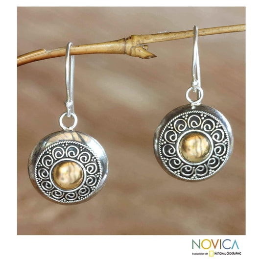 Handmade jewelry - Handmade Gold Overlay 'Golden Sunflowers' Earrings (Indonesia) UK