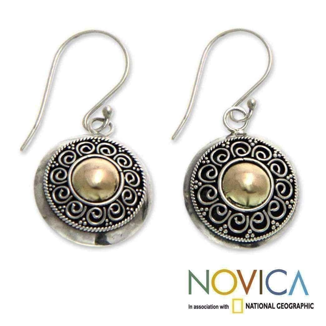 Handmade jewelry - Handmade Gold Overlay 'Golden Sunflowers' Earrings (Indonesia) UK