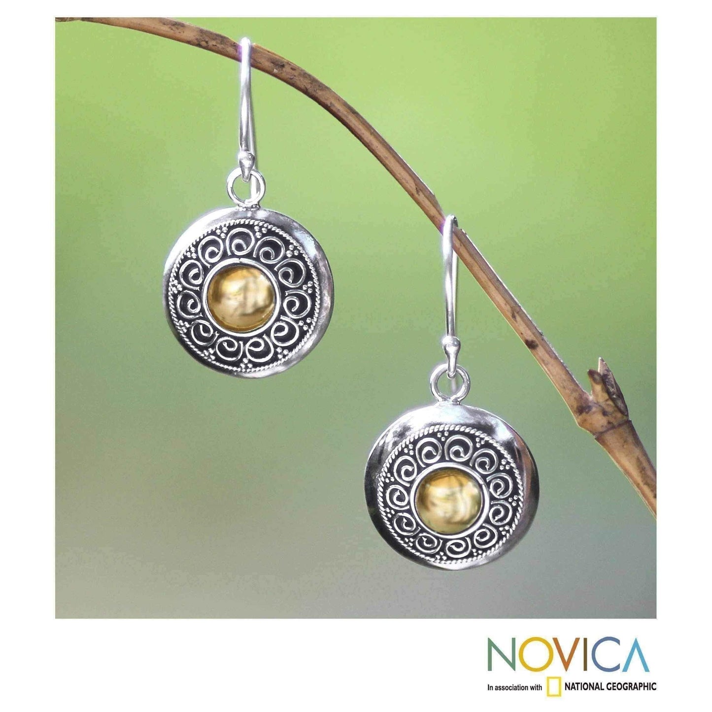 Handmade jewelry - Handmade Gold Overlay 'Golden Sunflowers' Earrings (Indonesia) UK