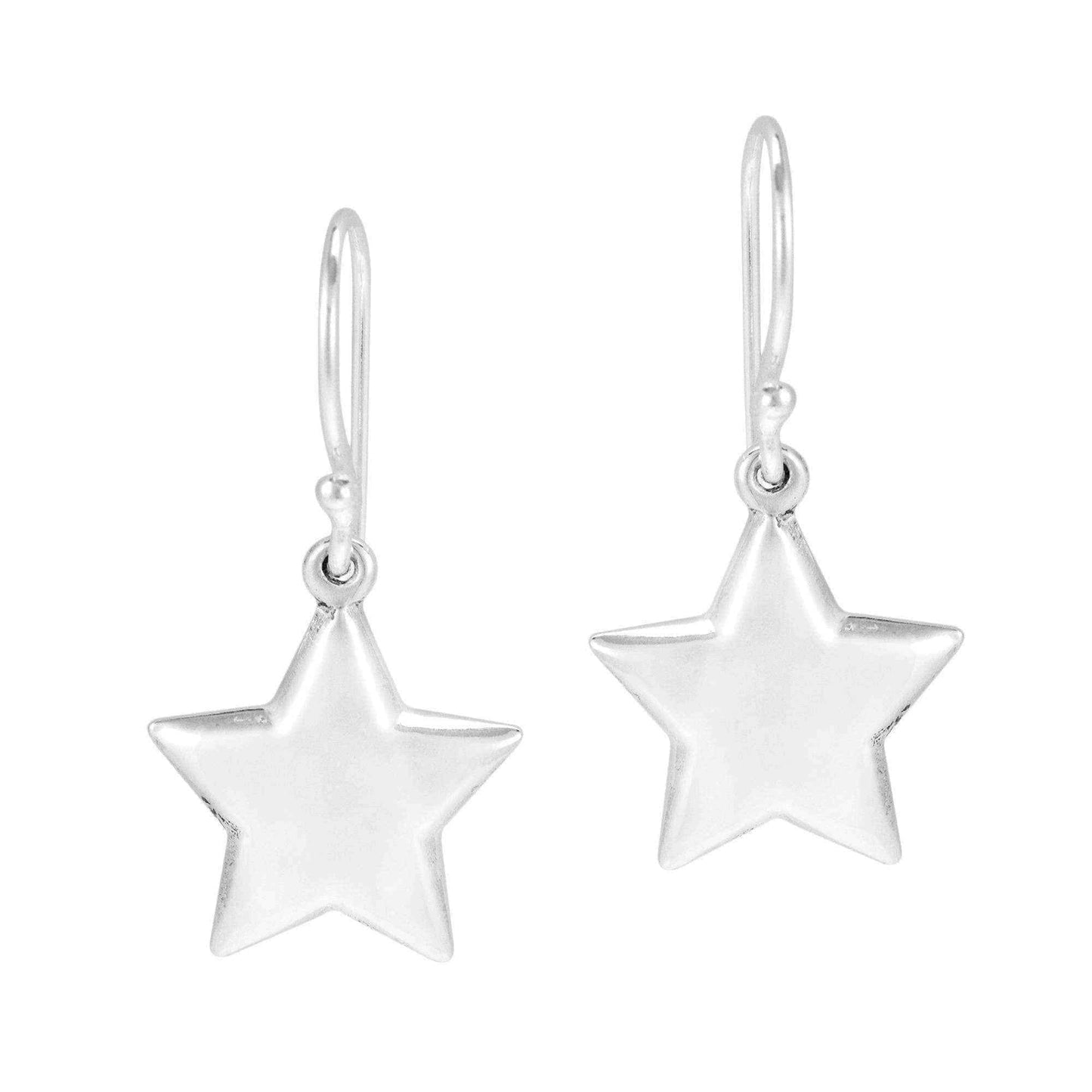 Handmade Lucky Stars .925 Sterling Silver Dangle Puff Earrings (Thailand) UK