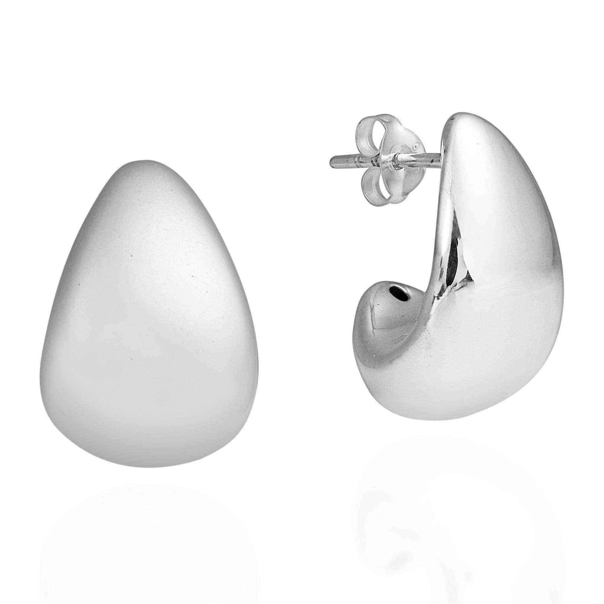 Handmade Modern Crescent Moon .925 Sterling Silver Earrings (Thailand) UK