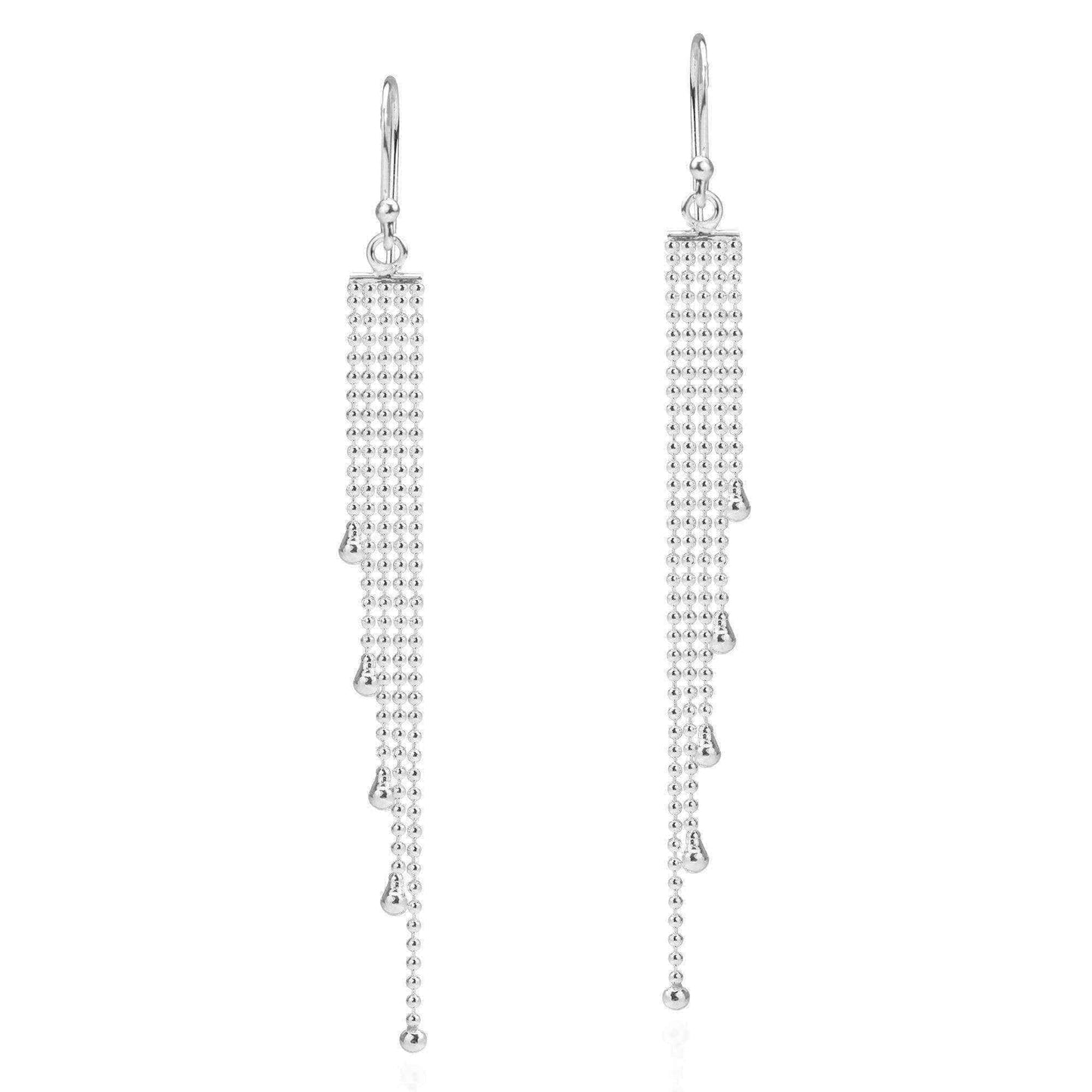 Handmade Multi Beaded Chain Drop .925 Sterling Silver Earrings (Thailand) UK