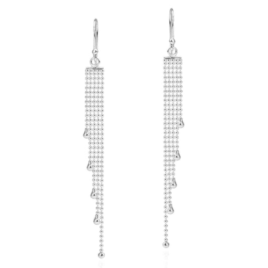 Handmade Multi Beaded Chain Drop .925 Sterling Silver Earrings (Thailand) UK