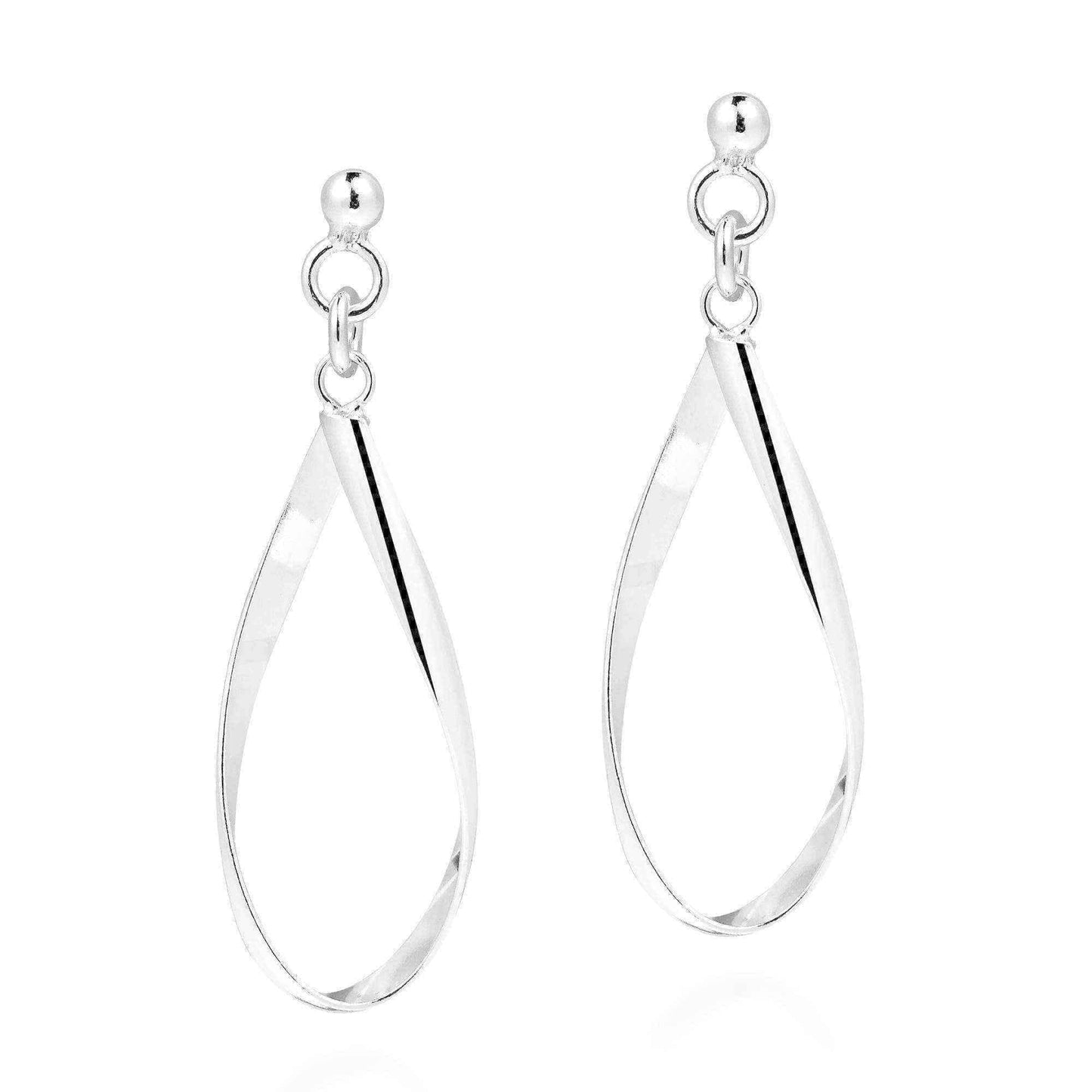 Handmade Open Teardrop Twist Sterling Silver .925 Post Earrings (Thailand) UK