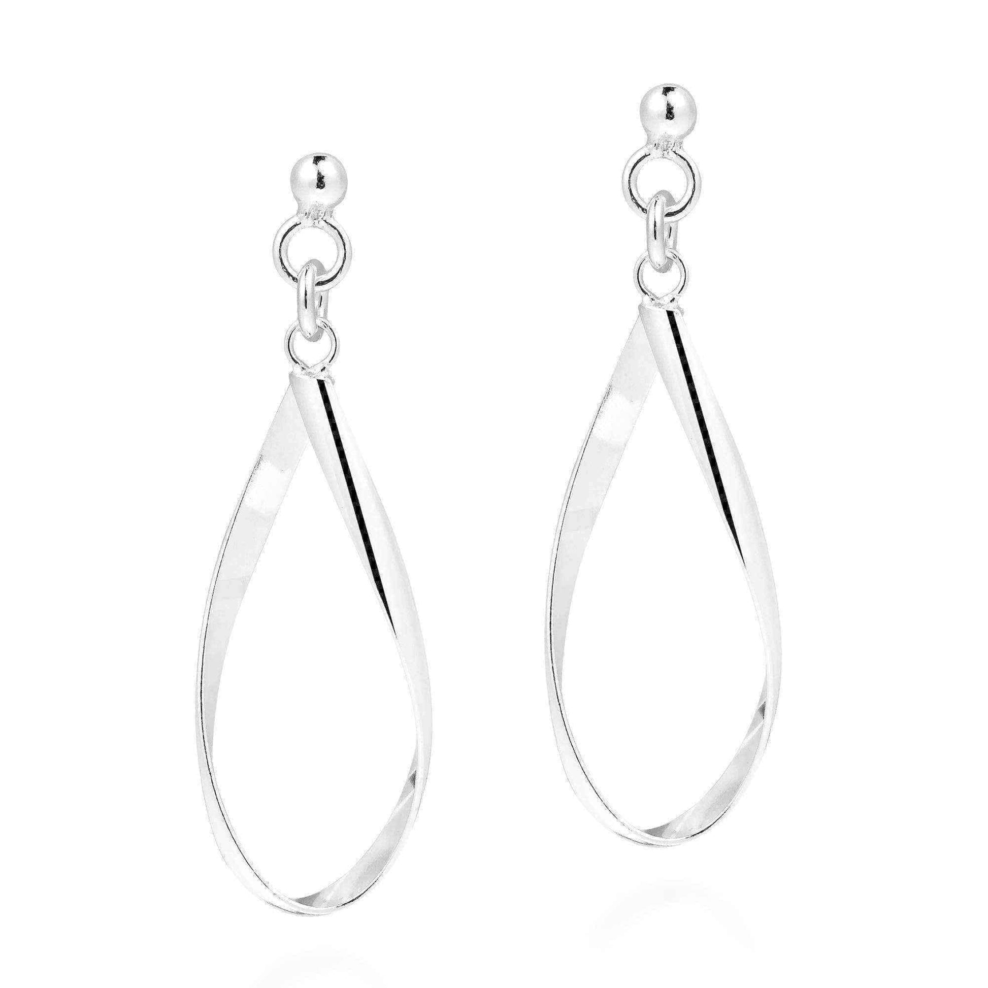 Handmade Open Teardrop Twist Sterling Silver .925 Post Earrings (Thailand) UK