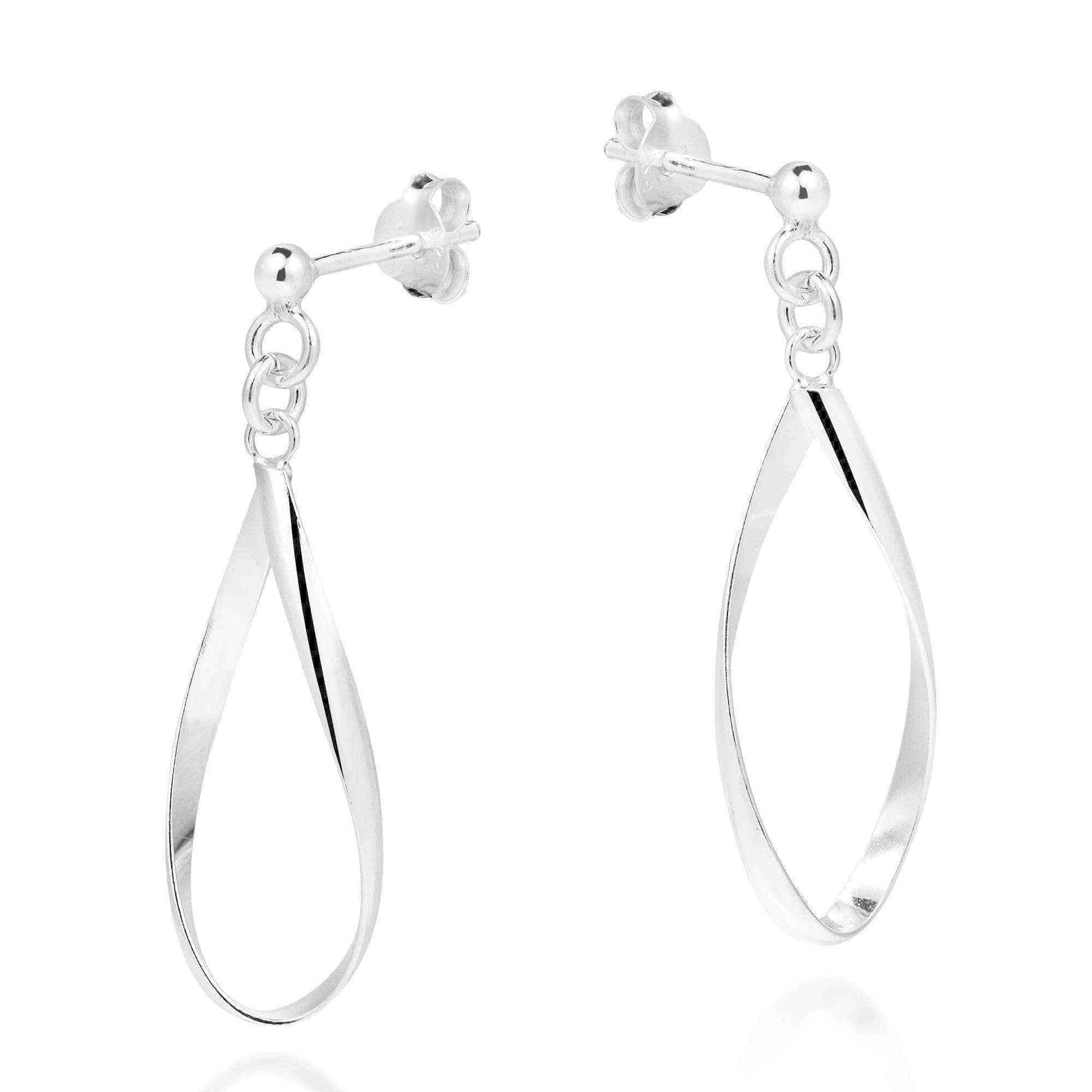 Handmade Open Teardrop Twist Sterling Silver .925 Post Earrings (Thailand) UK