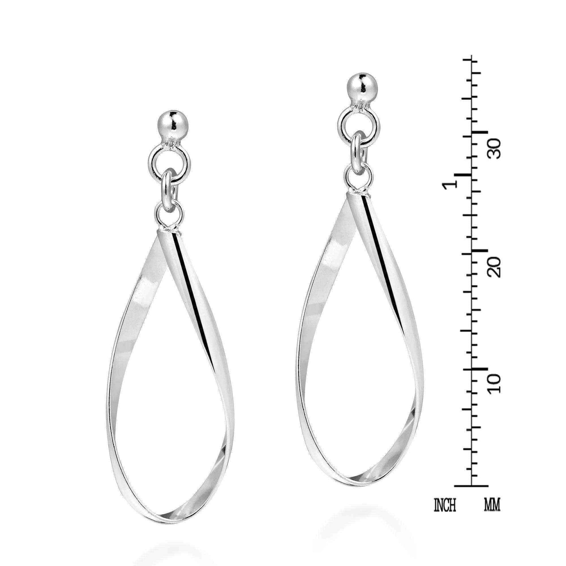 Handmade Open Teardrop Twist Sterling Silver .925 Post Earrings (Thailand) UK