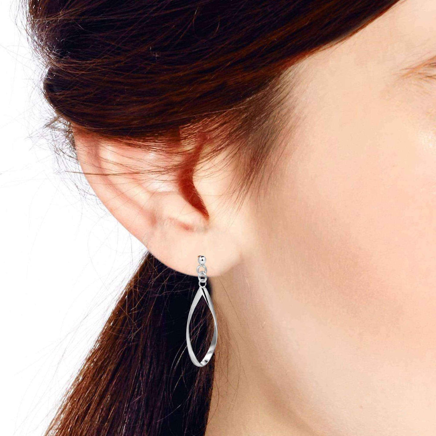 Handmade Open Teardrop Twist Sterling Silver .925 Post Earrings (Thailand) UK