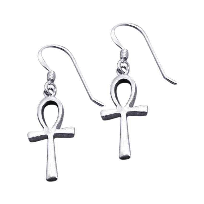 Handmade Petite Ankh Egyptian Cross .925 Sterling Silver Earrings (Thailand) UK