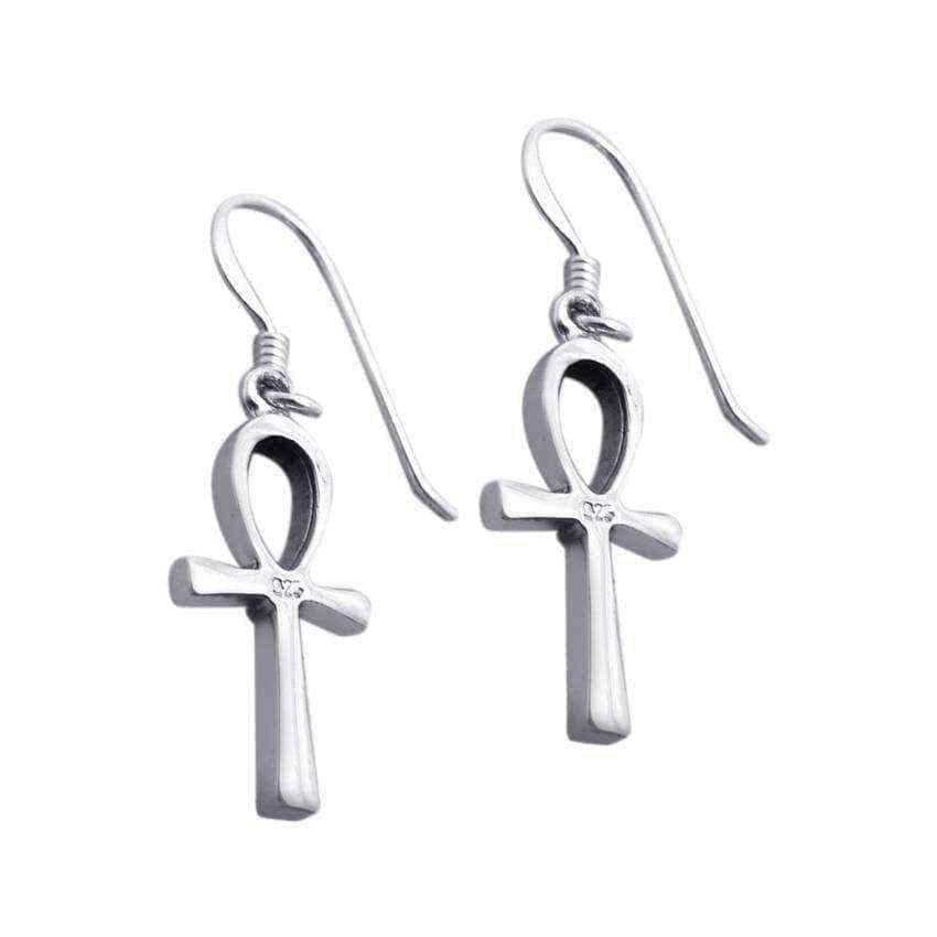 Handmade Petite Ankh Egyptian Cross .925 Sterling Silver Earrings (Thailand) UK