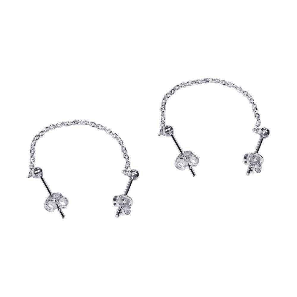 Handmade Rare Double ball Pierced Chain .925 Silver Earrings (Thailand) UK