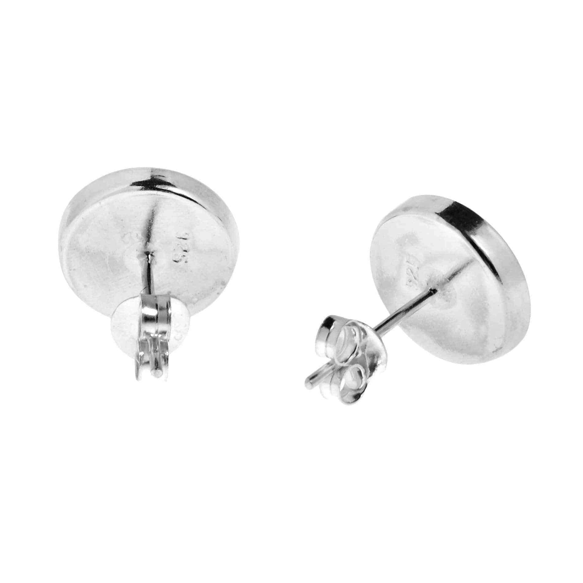 Handmade Red Synthetic Coral Round .925 Sterling Silver Post Earrings UK