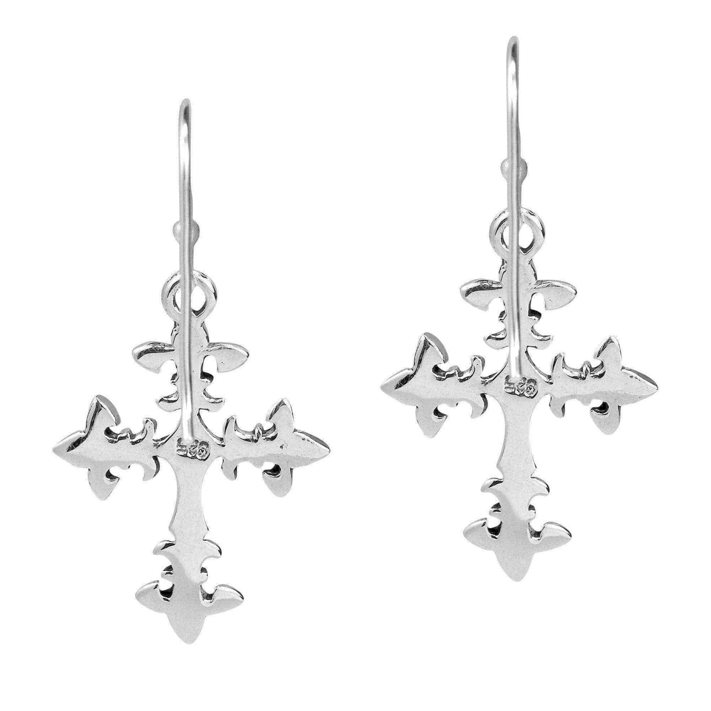 Handmade Renaissance Fleur de Lis Cross Sterling Silver Earrings (Thailand) UK