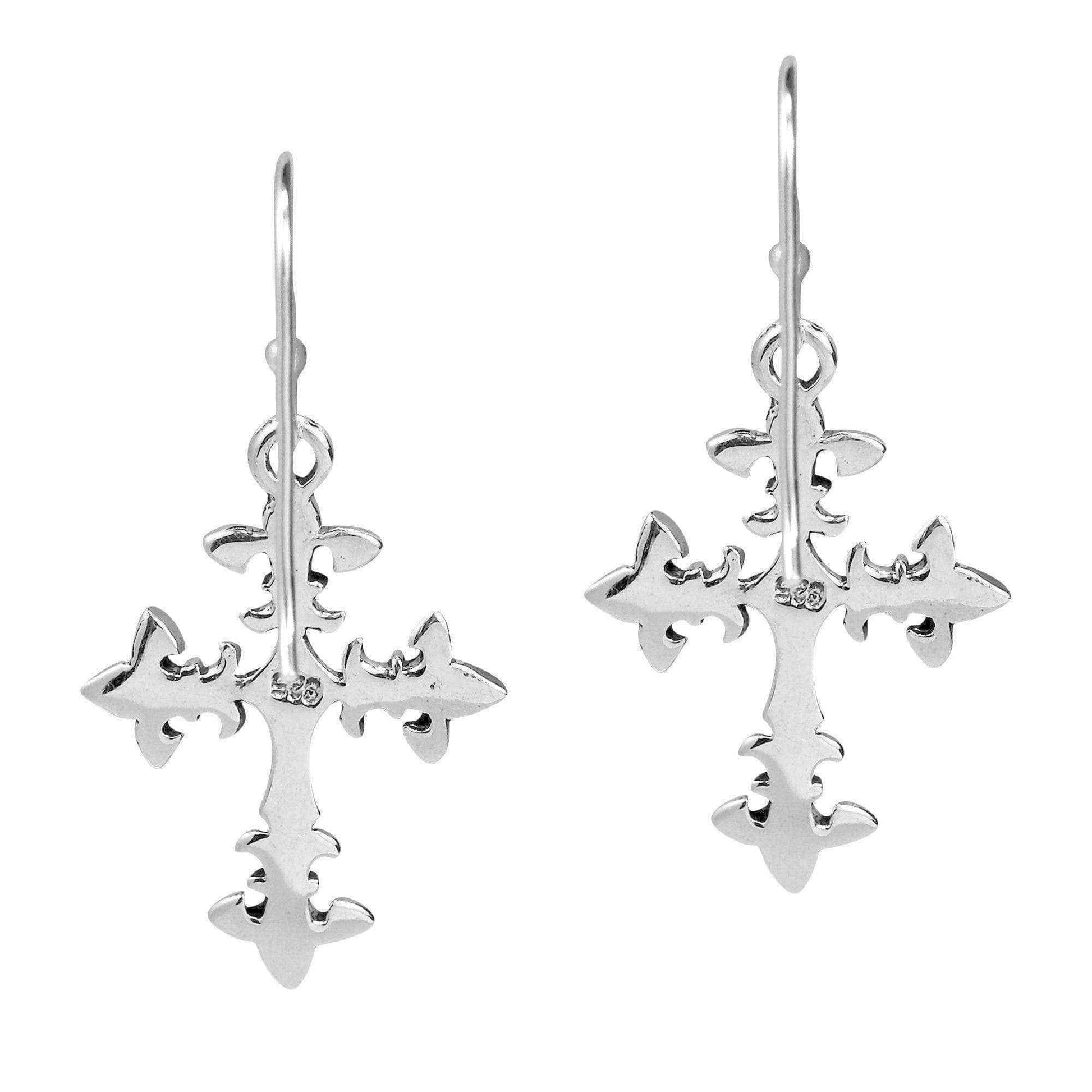 Handmade Renaissance Fleur de Lis Cross Sterling Silver Earrings (Thailand) UK
